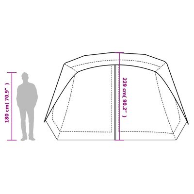 vidaXL Tente de camping et lumière LED 10 personnes gris clair orange
