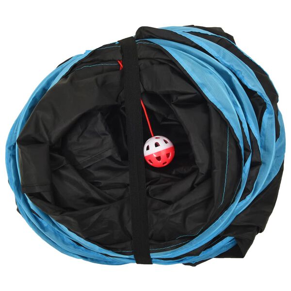 vidaXL Tunnel pour chats à 4 voies Noir et bleu 25 cm Polyester