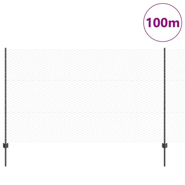 vidaXL Cl&ocirc;ture avec poteau Gris 1,4 x 100 m Acier et PVC