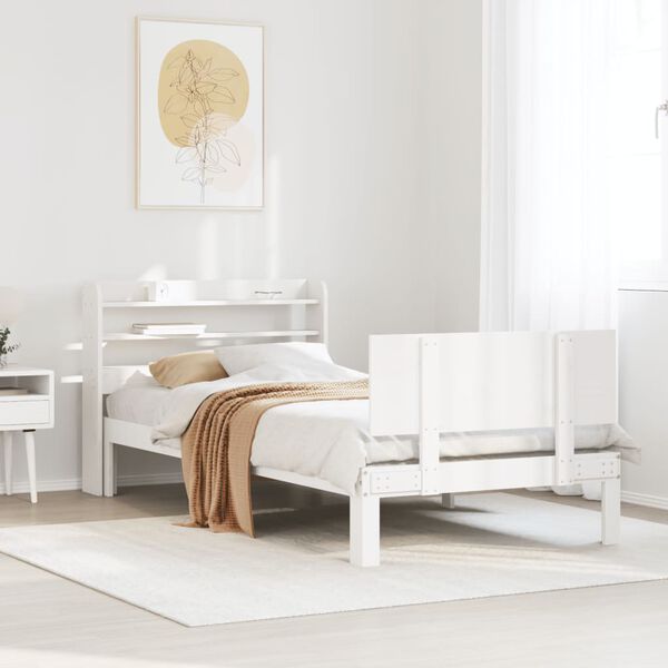 vidaXL Cadre de lit avec t&ecirc;te de lit sans matelas blanc 75x190 cm