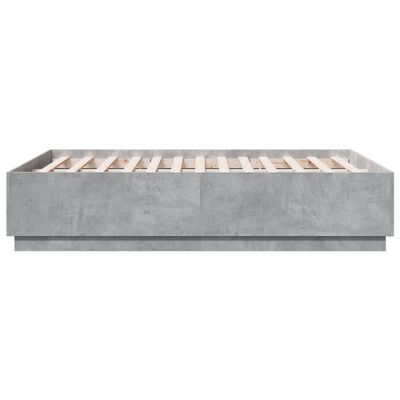 vidaXL Cadre de lit avec LED sans matelas gris béton 140x190 cm