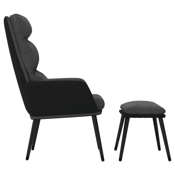 vidaXL Chaise de relaxation avec tabouret Gris fonc&eacute; Tissu similicuir