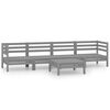 vidaXL Salon de jardin 5 pcs Gris Bois de pin massif