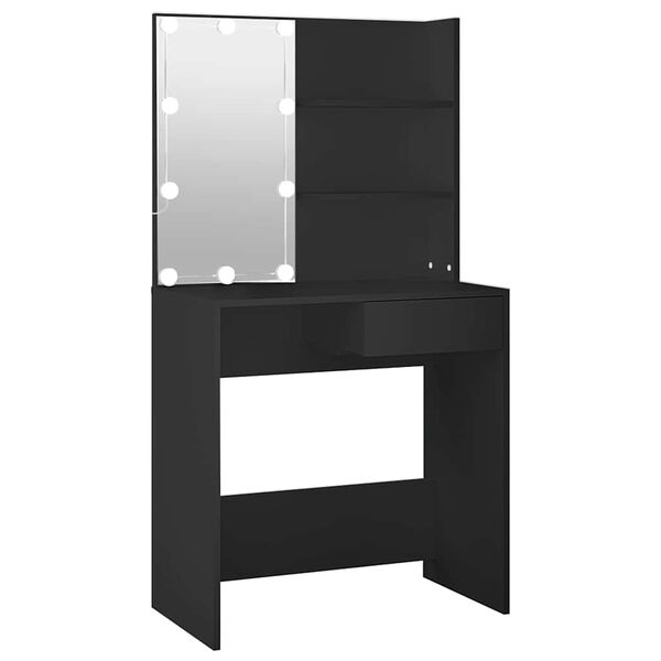 vidaXL Coiffeuse avec LED noir 74,5x40x141 cm