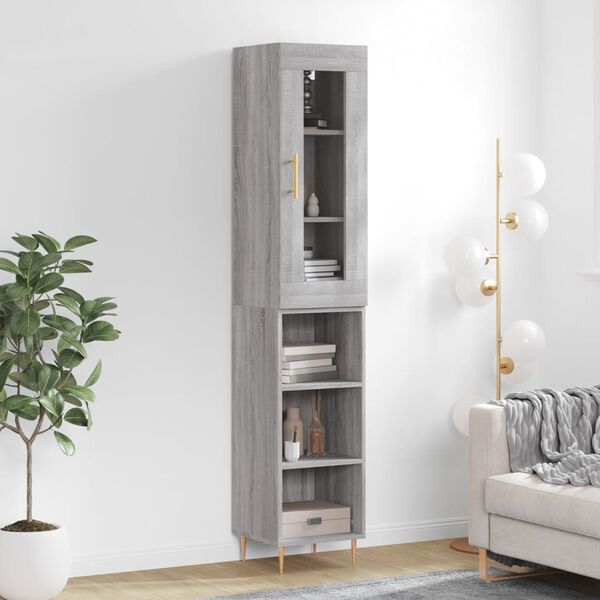vidaXL Buffet haut Sonoma gris 34,5x34x180 cm Bois d'ing&eacute;nierie