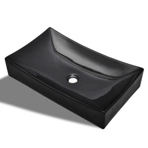Vasque rectangulaire c&eacute;ramique Noir pour salle de bain