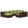 vidaXL Salon de jardin avec coussins 9 pcs marron r&eacute;sine tress&eacute;e