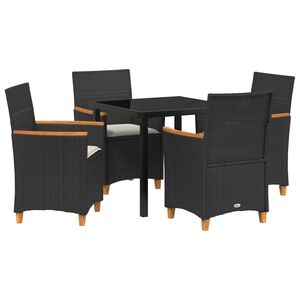 vidaXL Ensemble de salle &agrave; manger pour jardin 5 pcs Noir polyrotin