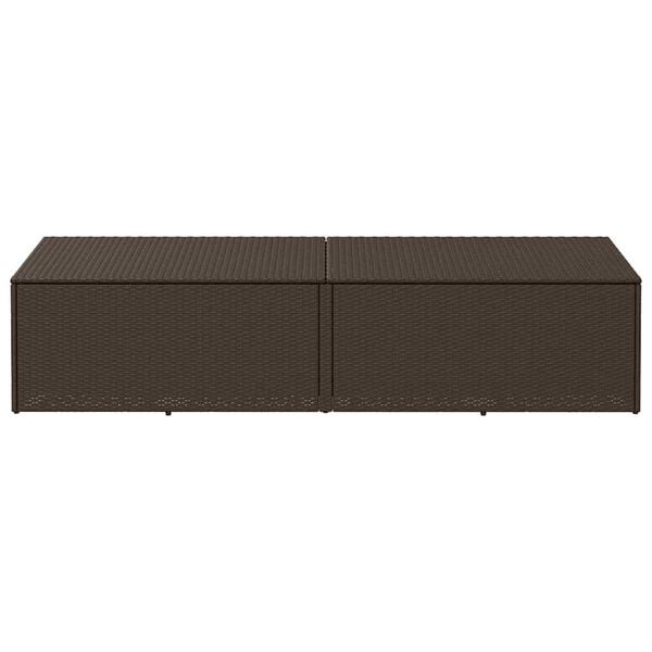 vidaXL Bo&icirc;te de rangement de jardin marron 220x50x58 cm r&eacute;sine tress&eacute;e