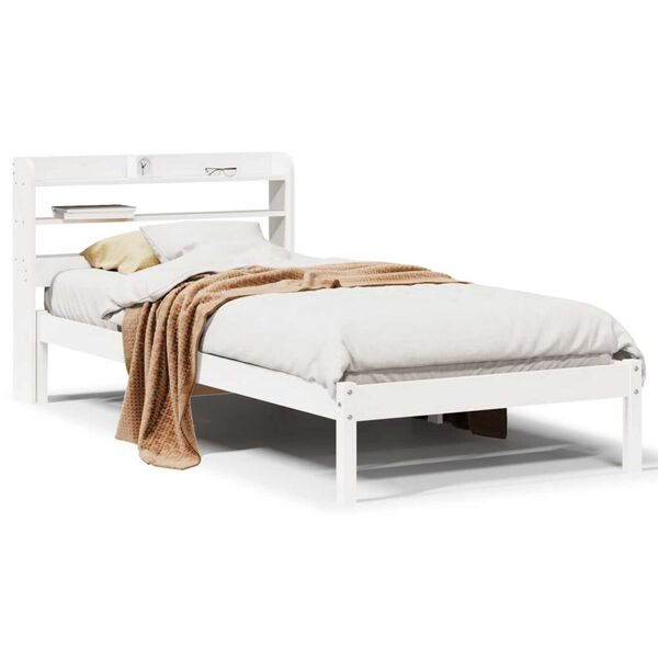 vidaXL Cadre de lit sans matelas blanc 90x190 cm bois de pin massif