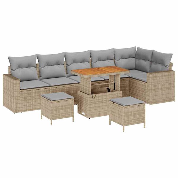 vidaXL Ensemble de canap&eacute; de jardin 9 pcs beige et gris clair
