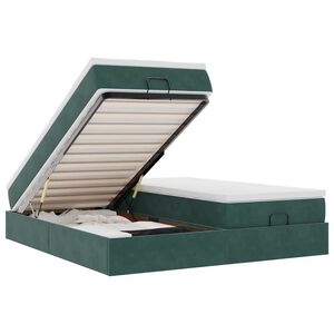 VidaXL Cadre de lit ottoman avec matelas vert fonc&eacute; 180x200cm velours