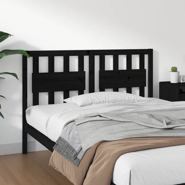 vidaXL T&ecirc;te de lit Noir 145,5x4x100 cm Bois massif de pin