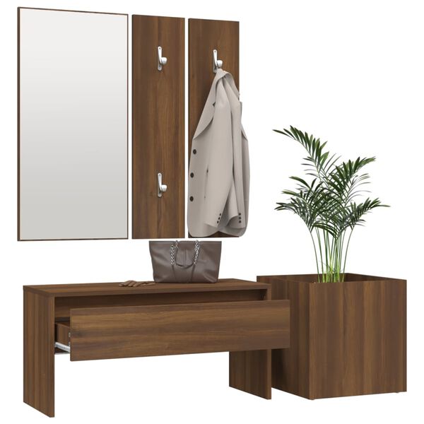 vidaXL Ensemble de meubles de couloir Ch&ecirc;ne marron Bois d'ing&eacute;nierie