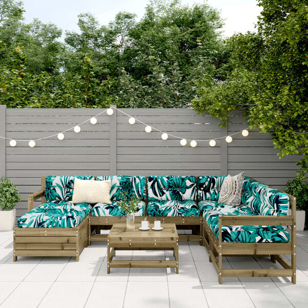 vidaXL Salon de jardin 8 pcs bois de pin impr&eacute;gn&eacute;
