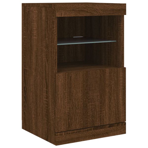 vidaXL Buffet avec lumi&egrave;res LED ch&ecirc;ne marron 41x37x67 cm