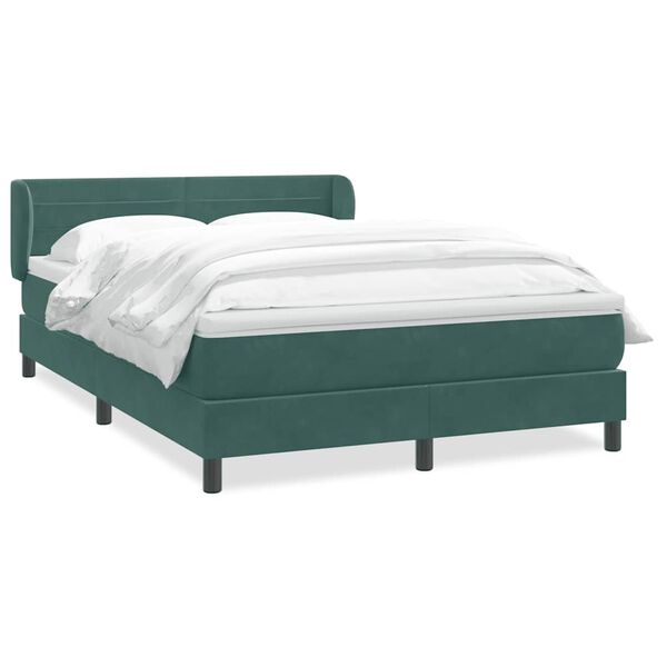 vidaXL Sommier &agrave; lattes de lit et matelas vert fonc&eacute; 140x220cm velours