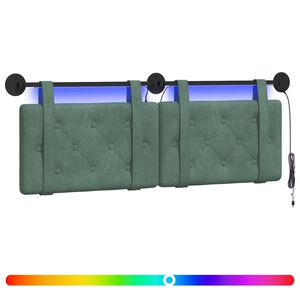 vidaXL T&ecirc;te de lit suspendue Avec lumi&egrave;re LED Vert Mer Velours