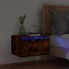 vidaXL Table de chevet murale avec lumi&egrave;res LED ch&ecirc;ne fum&eacute;