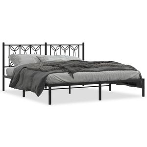 vidaXL Cadre de lit m&eacute;tal sans matelas et t&ecirc;te de lit noir 180x200 cm