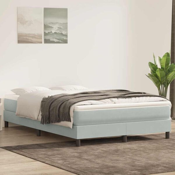 vidaXL Sommier à lattes de lit et matelas gris clair 160x210cm velours