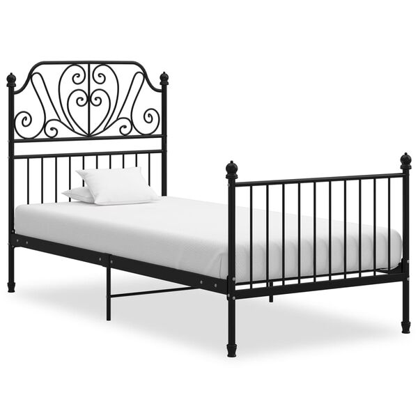 vidaXL Cadre de lit sans matelas noir m&eacute;tal 90x200 cm