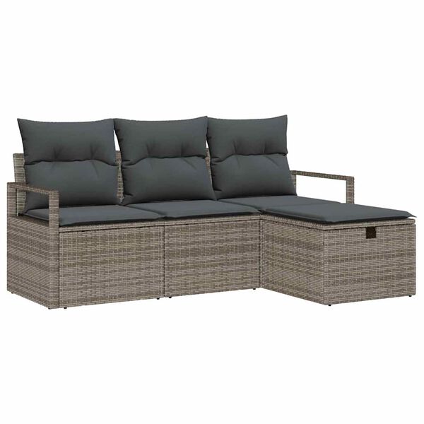 vidaXL Ensemble de Canap&eacute;s avec coussin 4 pcs Gris polyrotin