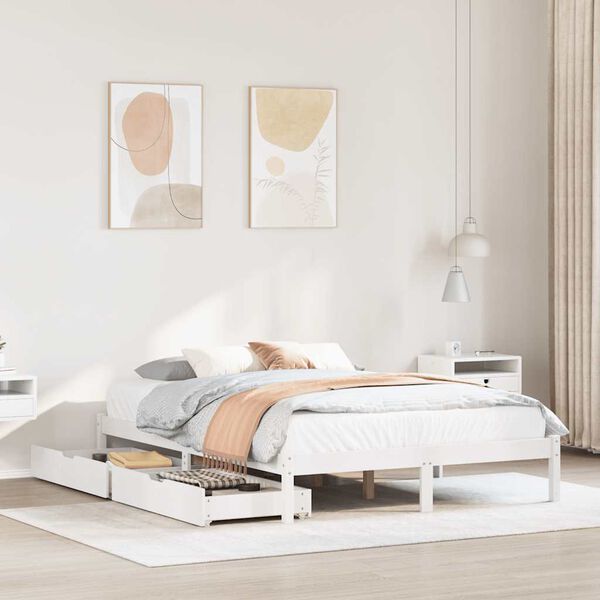 vidaXL Cadre de lit sans matelas blanc 120x190 cm bois de pin massif
