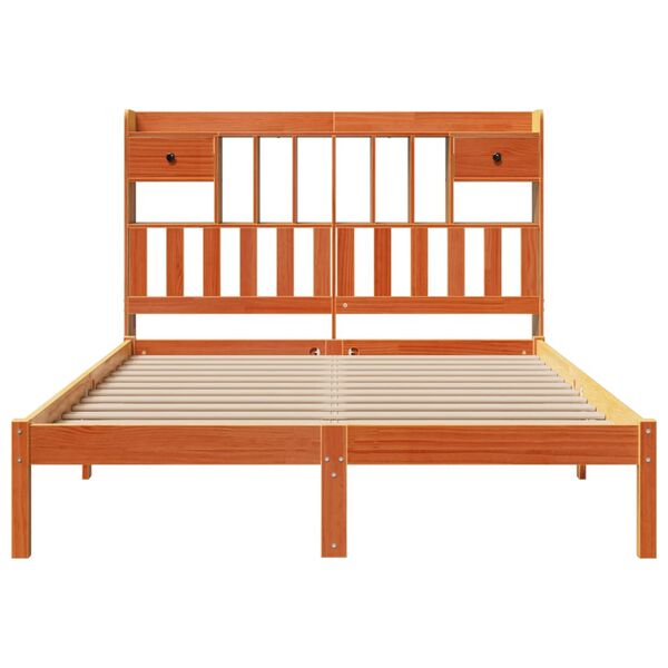 vidaXL Lit biblioth&egrave;que sans matelas cire marron 150x200 cm pin massif