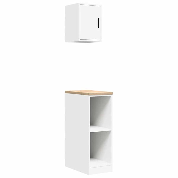 vidaXL Armoires de garage 2 pcs blanc bois d'ing&eacute;nierie