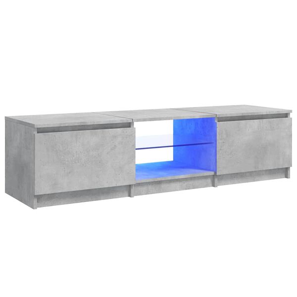 vidaXL Meuble TV avec lumières LED gris béton 140x40x36 cm