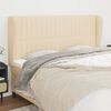 vidaXL T&ecirc;te de lit avec oreilles Cr&egrave;me 203x23x118/128 cm Tissu