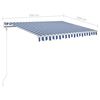 vidaXL Auvent manuel r&eacute;tractable avec LED 3,5x2,5 m Bleu et blanc