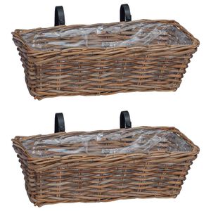 vidaXL Panier &agrave; jardini&egrave;re suspendu 2 pcs Marron 48 x 22 x 15 cm