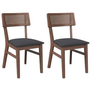 vidaXL Chaises &agrave; manger coussins 2 pcs marron bois massif caoutchouc