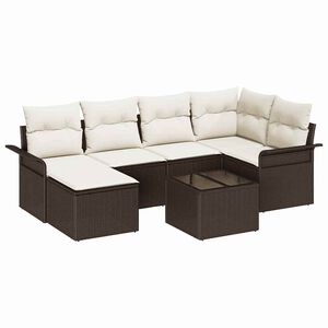 vidaXL Ensemble de canap&eacute; de jardin 7 pc Marron polyrotin