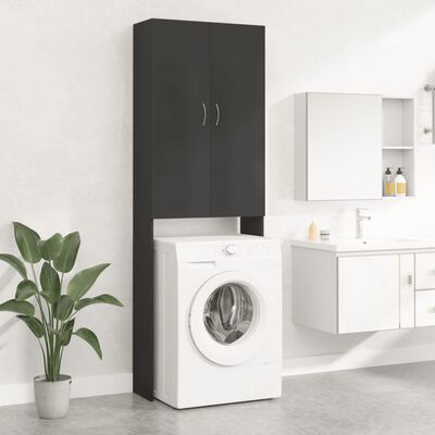 vidaXL Meuble pour machine à laver Noir brillant 64x25,5x190 cm