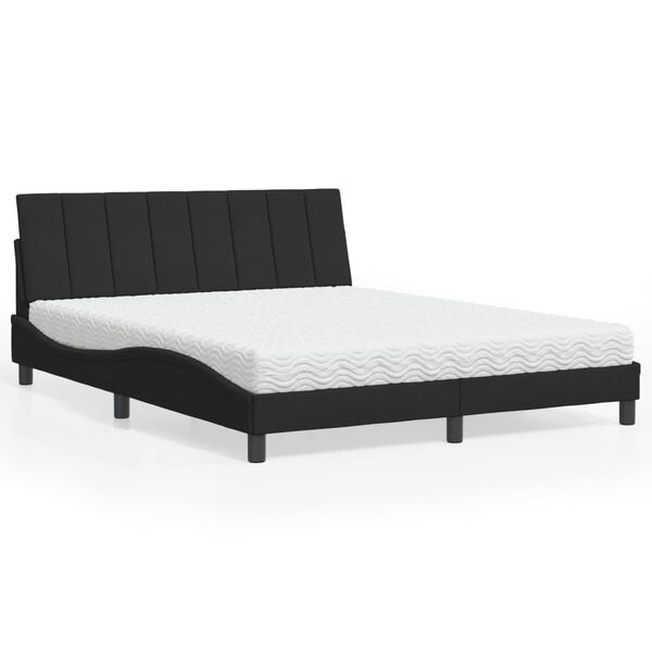 vidaXL Lit avec matelas Hanko noir 160x200 cm velours