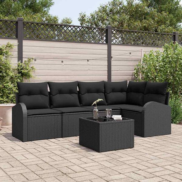 vidaXL Ensemble de Canap&eacute;s avec coussin Noir Polyester