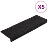 vidaXL Tapis d'escalier autocollants 5 pi&egrave;ces 65 x 21 x 4 cm Noir Bord rectangulaire