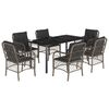 vidaXL Ensemble &agrave; manger de jardin et coussins 7 pcs gris rotin