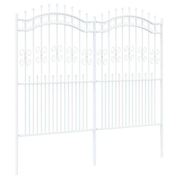 vidaXL Clôture de jardin Blanc 215 cm Acier peint par poudre