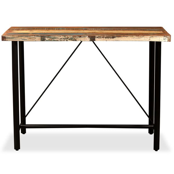 vidaXL Ensemble de bar 5 pcs Bois massif recyclé et cuir véritable