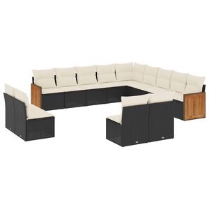 vidaXL Salon de jardin avec coussins 13 pcs noir r&eacute;sine tress&eacute;e