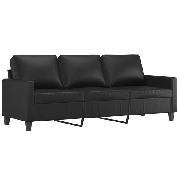 vidaXL Canap&eacute; &agrave; 3 places Noir 180 cm Similicuir
