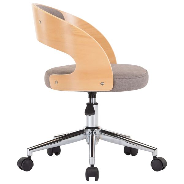 vidaXL Chaise pivotante de bureau Taupe Bois courb&eacute; et tissu