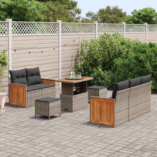 vidaXL Ensemble de canap&eacute; de jardin avec coussin 8 pcs Gris
