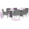vidaXL Ensemble &agrave; manger de jardin et coussins 7 pcs gris rotin
