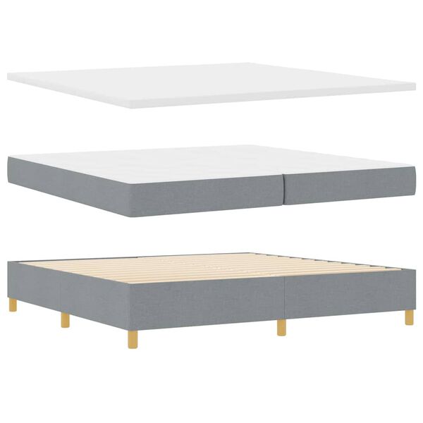 vidaXL Lit &agrave; Ressorts avec matelas Gris clair 200 x 200 cm tissu