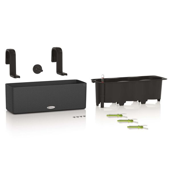 LECHUZA Jardini&egrave;re CUBE color triple avec supports Anthracite 13684